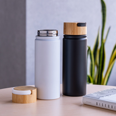 竹蓋ステンレスボトル（黒）　Bamboo Stainless Bottle -Black-