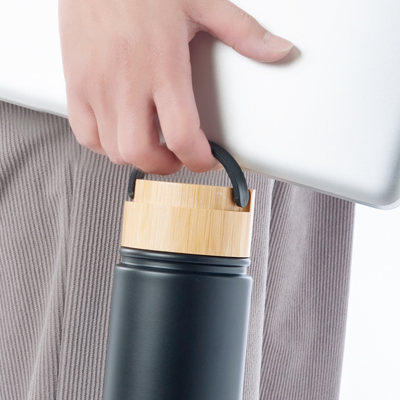 竹蓋ステンレスボトル（黒）　Bamboo Stainless Bottle -Black-